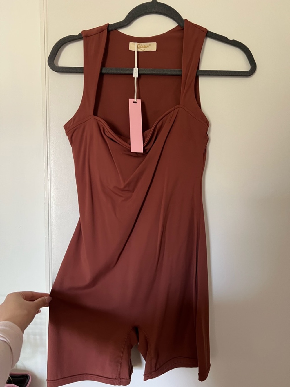 Qinsen Sleeveless Romper with Cowl Neck